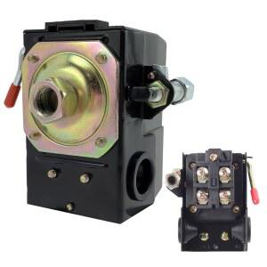 [미국배송] 메쉬빈 에어 컴프레서 압력 스위치 컴프레서용 90-125PSI 언로더 및 온/오프 레버가 있는 헤비 듀티 26A 블랙