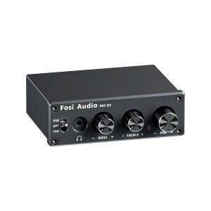 PC용 Fosi 오디오 4분기 DAC 헤드폰 앰프, 가정용 스테레오 앰프 및 전원 스피커용 데스크톱 디지털-아날로그 컨버터, PC-USB/광학/동축 입력, 3.5mm 헤드폰/RCA 출력
