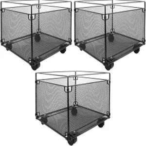UCEHIPAW 바퀴가 달린 3개 메쉬 롤링 파일 카트 15 x 13 10 인치 접이식 보관 박스 가정용 폴더 사무용품용
