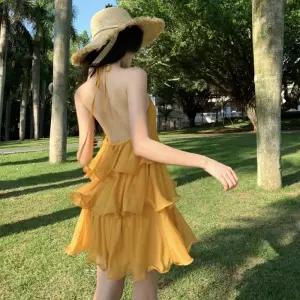 치마 원피스 미니드레스 홀터넥 바캉스 섬 쉬폰 비치 여자원피스 원템1