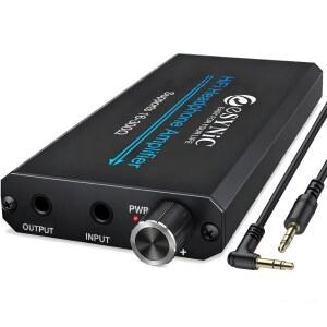 휴대폰 / 노트북 PC MP4 게임 콘솔용 eSynic 16-300옴 휴대용 헤드폰 앰프 - 게인 스위치 및 볼륨 조절-알루미늄 합금 3.5mm AUX 오디오 포함 1000mAH 충전식