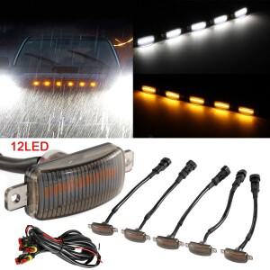 범용 자동차 LED 그릴 라이트 훈제 앰버 화이트 조명 독수리 눈 램프 오프로드 트렁크 SUV 포드 도요타