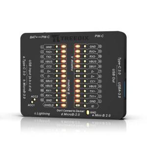 [미국배송] TYPE-C USB-A 3.0 MICRO-B 2.0 MINI-B 2.0 및 LED 확인을 통한 라이트닝 케이블용 TREEDIX USB 케이블 테스터 체커 데이터 와이어 고속 감지