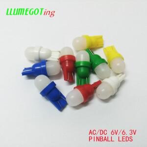 50개 194 T10  555 웨지 밀크 화이트 돔 2x 5630SMD 다양한 색상 비극성 AC DC 6V 6.3V 핀볼 게임 기계 Led