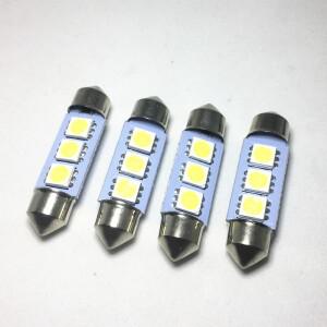 4PCS 36mm 41mm 자동 꽃줄 돔 LED 5050 3-SMD 흰색 독서 등 번호판 램프 칩 전구
