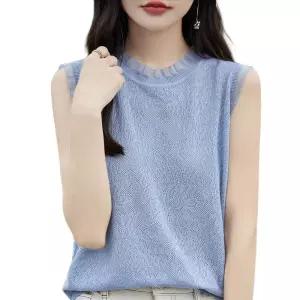 레이스 민소매티 여름 펀칭 시스루 블라우스 민소매 데이트룩 목폴라티 청순 터틀넥