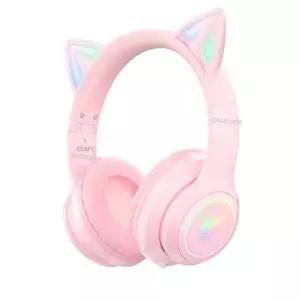 핑크 LED 고양이귀 헤드셋 무선 pc 유선