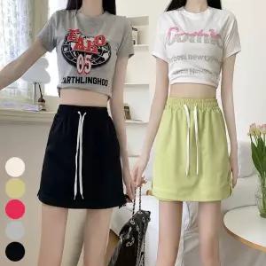 홈웨어 허리밴딩 치마바지 추리닝 일체형 여성 속바지 반바지 [fD9A7CD]