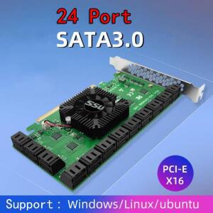 Chi a 마이닝 라이저 24 포트 SATA PCI Express X16 컨트롤러 어댑터 카드 추가 PCIE-SATA3 확장
