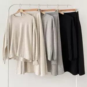 빅사이즈투피스 V183L509 스트링맨투맨롱치마세트 AR (41036550A)