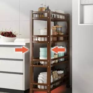 이동식 베란다 캐리어 틈새 좁고긴테이블 다층 원목 수납장 쇼파