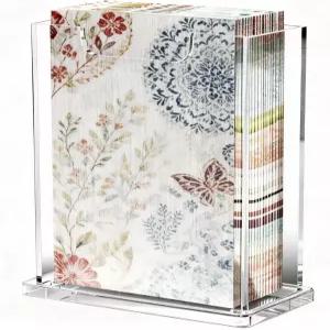 릴 냅 홀더 투명 수직 트 타월 디스펜서 4mm 두께 방수 스태킹 가능 핸드 박스 욕실 주방 식탁 홈 호텔