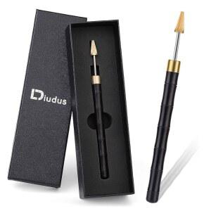 DIUDUS 가죽 가장자리 염료 펜, 나무 손잡이 스테인리스 스틸 상단 가장자리 염료 롤러 오일 펜 벨트 피니셔 가죽 DIY 공예