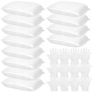 24개의 나무 염색 키트에는 얼룩 어플리케이터 패드와 일회용 니트릴 장갑, 12개의 마이크로파이버 스펀지 패드, 12개의 고무 장갑과 함께 보풀이 없는 나무 및 오일 기반 마감재 염색 청소, 흰색이 포함되어 있습니