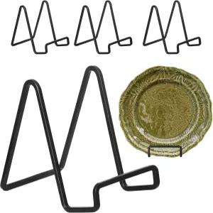 디컬러 4팩 4인치 블랙 메탈 디스플레이 스탠드 사각 접시 홀더 액자 그림 장식 사진 이젤 및 예술 작품용