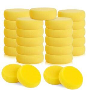도자기 스펀지 25개, 3인치 옐로 아티스트 스펀지 공예 점토 스펀지, 원형 페인팅 스펀지, 페이스 페인팅 도자기 도자기 공예용 수채화 스펀지