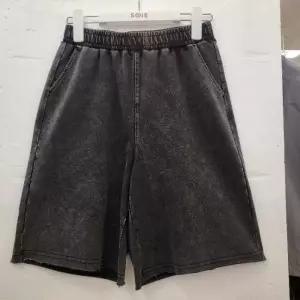 소이 HC22 6부 컷팅 스톤 워싱 셋업 바지 여아 여름용 블랙 허리끈 워싱 6부 셋업 바