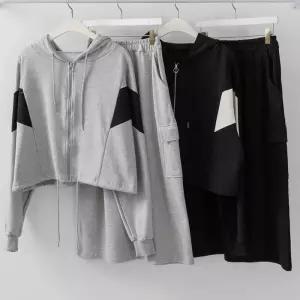 빅사이즈투피스 V299L509 카고스커트배색집업세트 YY (41312169A)