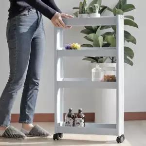 틈새선반 이동선반 슬림 편리한조립선반 깔끔한정리대 3단 4 트롤리 선반 이동식 4단