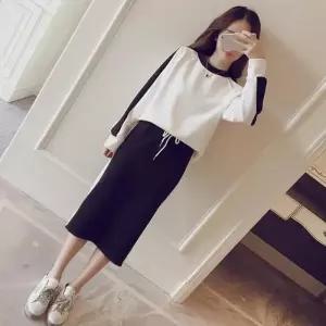 긴팔 스커트 치마 상하 세트 여성 투피스 (41476563A)