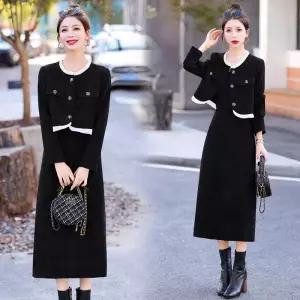 EAMT 투피스 스커트 가을겨울 여자치마 긴팔자켓+롱치마 프렌치룩 YJ3