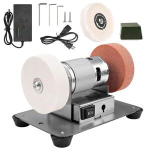 3개의 바퀴가 달린 미니 벤치 그라인더, 금속, 목재, 칼 제조, 보석 버핑, 6.3 x 3.5 인치 베이스용 전기 다목적 연삭기