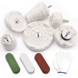 Tnisem 10Pcs 버핑 휠 키트, 금속 알루미늄, 스테인리스 스틸, 크롬, 주얼리, 목재, 플라스틱, 세라믹, 유리 등용 드릴용 연마 휠 버핑 패드