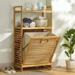 소품 수납장 슬라이딩 잡화 분리형 빨래바구니 일체형 선반 보관함 3단 50cm 세탁물