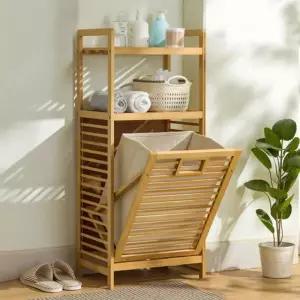 수납장 빨래바구니 잡화 보관함 3단 선반 소품 세탁물 일체형 슬라이딩 분리형 40cm