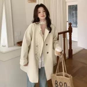 여성 베이지 레이스 트렌치코트 봄가을 하프 캐주얼 슬림핏 코트 B30Z3J 카쥬1
