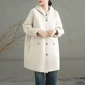 EAMT 모직 여사친 하프 가을 후드 긴팔 빅사이즈 코트 YJ3