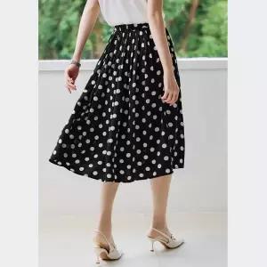 EAMT 도트 슬림핏 헵번 이른 프렌치 A라인 롱스커트 럭셔리 치마 여사친 봄 YJ1