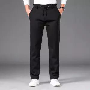 EAMT 바지 남사친 캐주얼 가을 기모 중년 일자 도톰한 밴딩 와이드 고신축 YJ1