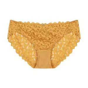 [매장정품] [원더브라] 여성 올레이스 플라워 패턴 노라인 삼각 팬티_머스타