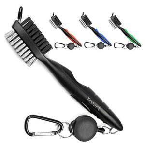 Yoport 골프 클럽 브러시 및 홈 클리너 2피트 접이식 지퍼 알루미늄 카라비너, 가볍고 스타일리시하며 인체공학적 디자인으로 골프백에 쉽게 부착 가능