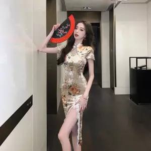 EAMT 원피스 치마 여친 트임 봄가을 치파오 레이스 프린트 EUNG1