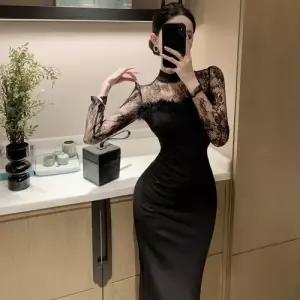 EAMT 이너 치마 원피스 여친 펜슬 시스루 레이스 탄력성 힙색 봄가을 스키니 EUNG1