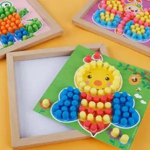 (올핀)미니모자이크 액자 만들기 5인용 - 기린 코끼리 사자 옥수수 소재