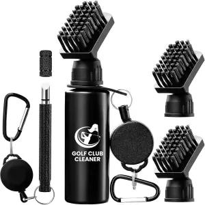 골프 홈 샤프너 도구가 있는 클럽 브러시 클리너 교체용 헤드 3개 남성용 접이식 클립 골프백 액세서리 2개