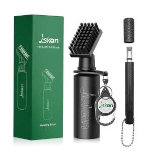 지스칸 프로 골프 클럽 클리너 브러시 홈 샤프너 도구 리테이너 클립 및 스퀴즈 물병 7.5인치, 4온스의 물을 담을 수 있는 에센셜 골프백 액세서리 남성용 최고의 선물