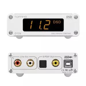 D10s USB DAC XMOS XU208 ES9038Q2M DSD256 PC 32bit/384kHz USB-RCA 동축 및 광 출력 데스크탑 PC/폰용
