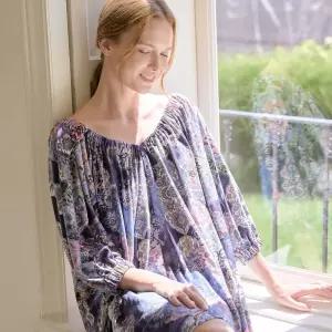 [피치기모]라페어 환타스틱 블루 딥 브이넥 셔링 원피스 LWOFA062-NY