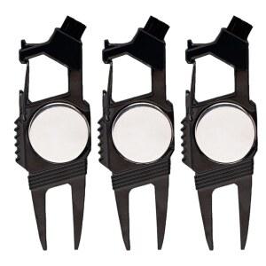 BOXOB 3pcs 7-in-1 골프 잔디 수리 도구, 마그네틱 볼 마커 병따개 홈 클리너 클럽 홀더 및 퍼터 정렬 액세서리 남성 골퍼용 디봇 도구