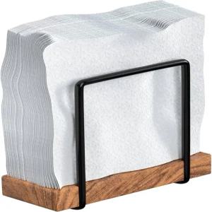 트리벨로 모던 농가 냅 홀더 블 스틸 및 나무 베이스 주방 다이닝 룸 장 스탠딩 빈