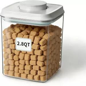 앙쿠 밀폐 개 사료 보관 용기 2.8 QT 원터치 팝 뚜껑 BPA 프리 반려동물 및 고양이 간식용 투명 적재