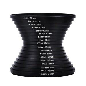 [미국배송] 스텝 업 링 히슈웬 18피스 카메라 렌즈 메탈 필터 링 어댑터 세트(9피스 세트 + 9피스 다운 세트)