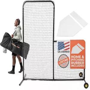 ACELETIQS L 스크린 야구 배팅 케이지 피칭 네트 6피트 x 바디 프로텍터가 있는 백 드라이브 라인 비스볼