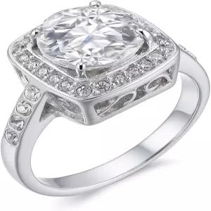 페어리 커플 3ct 시뮬레이션 다이아몬드 약혼 반지 9mm 헤일로 18KGP 스탬프로 도금된 18K 화이트 골드