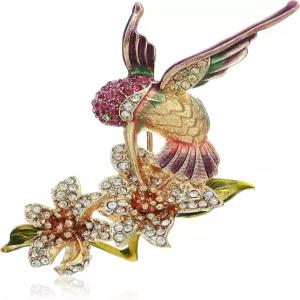 네이피어 여성 클래식 다양한 색상의 벌새 꽃 브로치와 핀