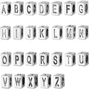 킨테숀 알파벳 글자 구슬 DIY 맞춤형 주얼리 제작 결과를 위한 이니셜 A-Z 참 펜던트 스페이서 큐브